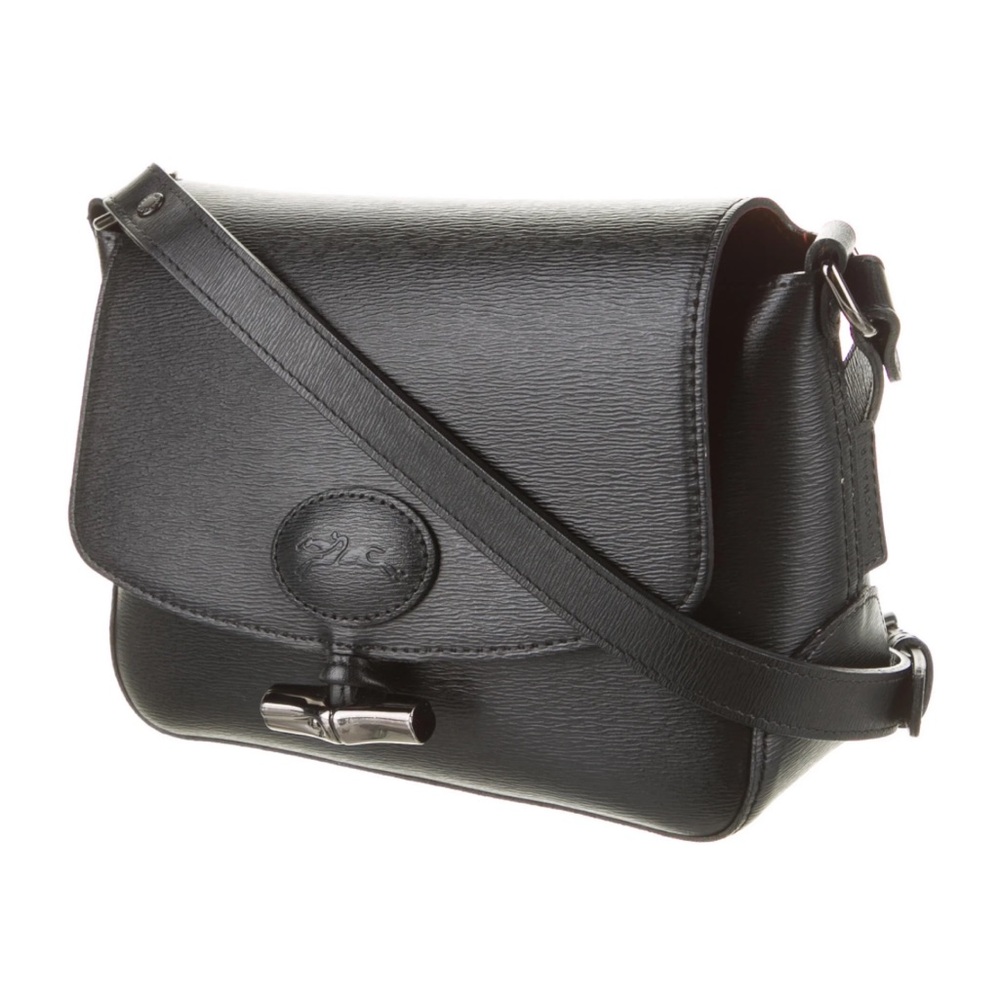 Longchamp Roseau Classic Pebbled Black Leather Crossbody